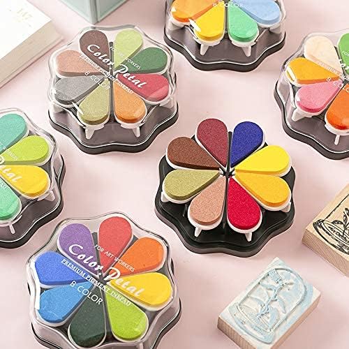 Petal Ink Pads for Rubber Stamps Waterdrop Shaped Stamp Pads with 8 Assorted Colors (Set 1003)