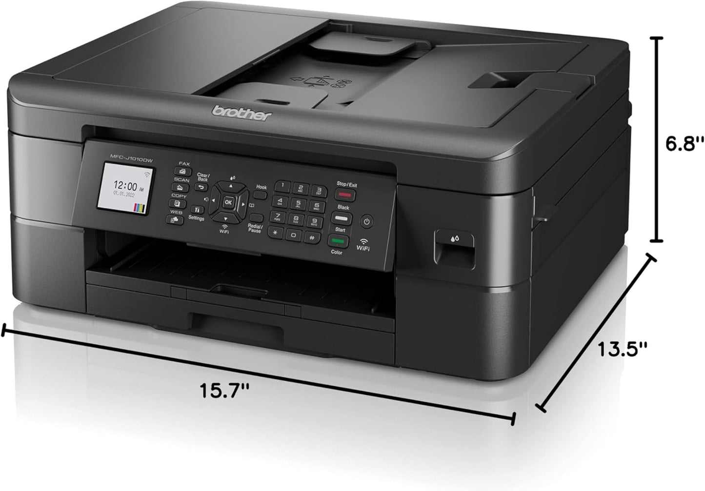Brother MFC-J1010DW Wireless Color Inkjet All-in-One Printer with Mobile Device and Duplex Printing, Refresh Subscription and Amazon Dash Replenishment Ready (Renewed Premium)