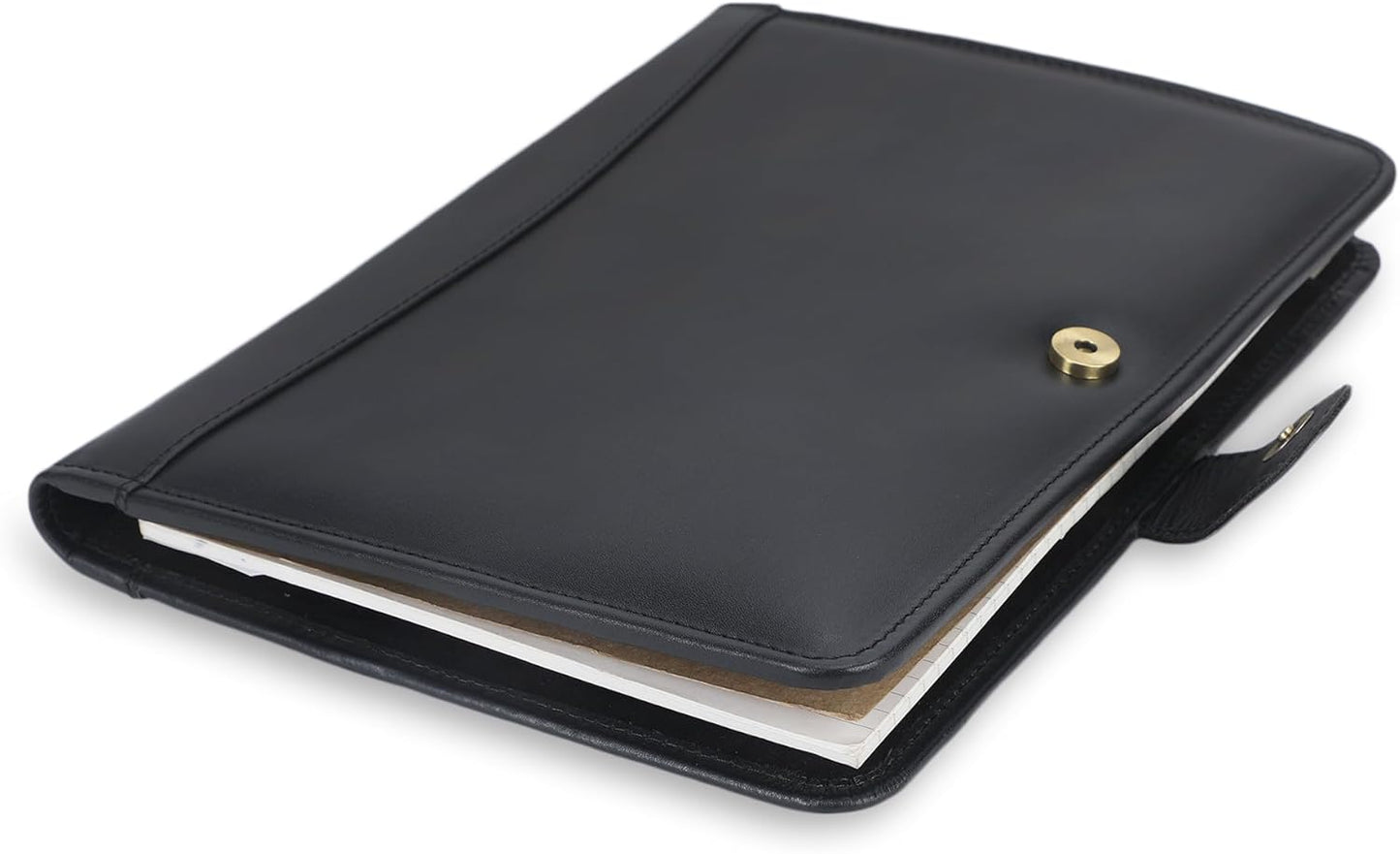 Leather Padfolio Legal Pad Portfolio Organizer | Handmade Executive Notebook Binder | Heavy Duty Full Grain Cow Hide Resume Interview Folio for Men Women, Rustic NoteBook Folder (Black)