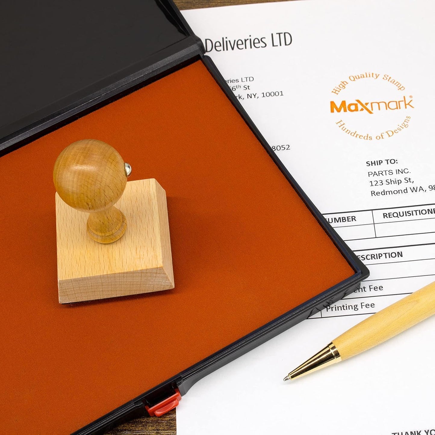 Large Premium Brown Ink Stamp Pad - 5" by 7" - Quality Felt Pad - Case with Closing snap