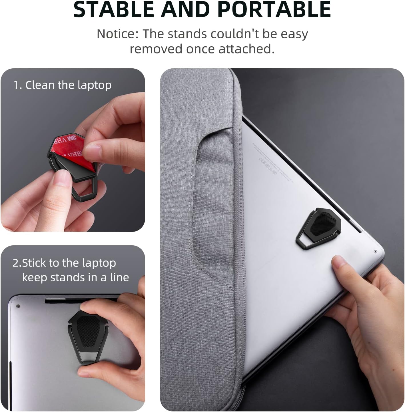 Laptop Stand for Desk, Portable Anti-Slip Keyboard Riser, Zinc Alloy Keyboard Stands, Computer Stand Compatible with MacBook Air/Pro, 10-15.6 Inches Laptops and Keyboards (Black)