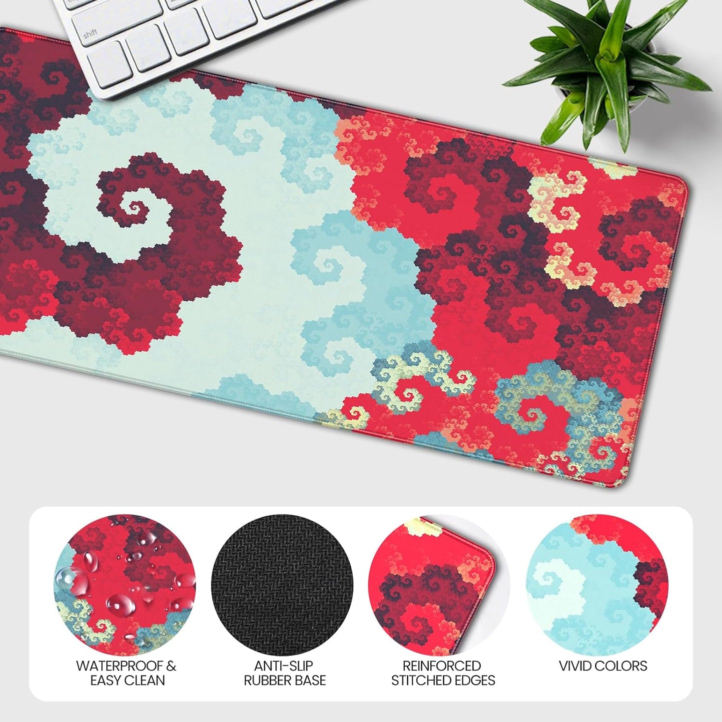 35.4 x 15.7 inches, Large Desktop Mouse pad, Keyboard and Mouse Pads for Work and Home Computers, and Large Laptop Mouse mat,Prairie and Flowers
