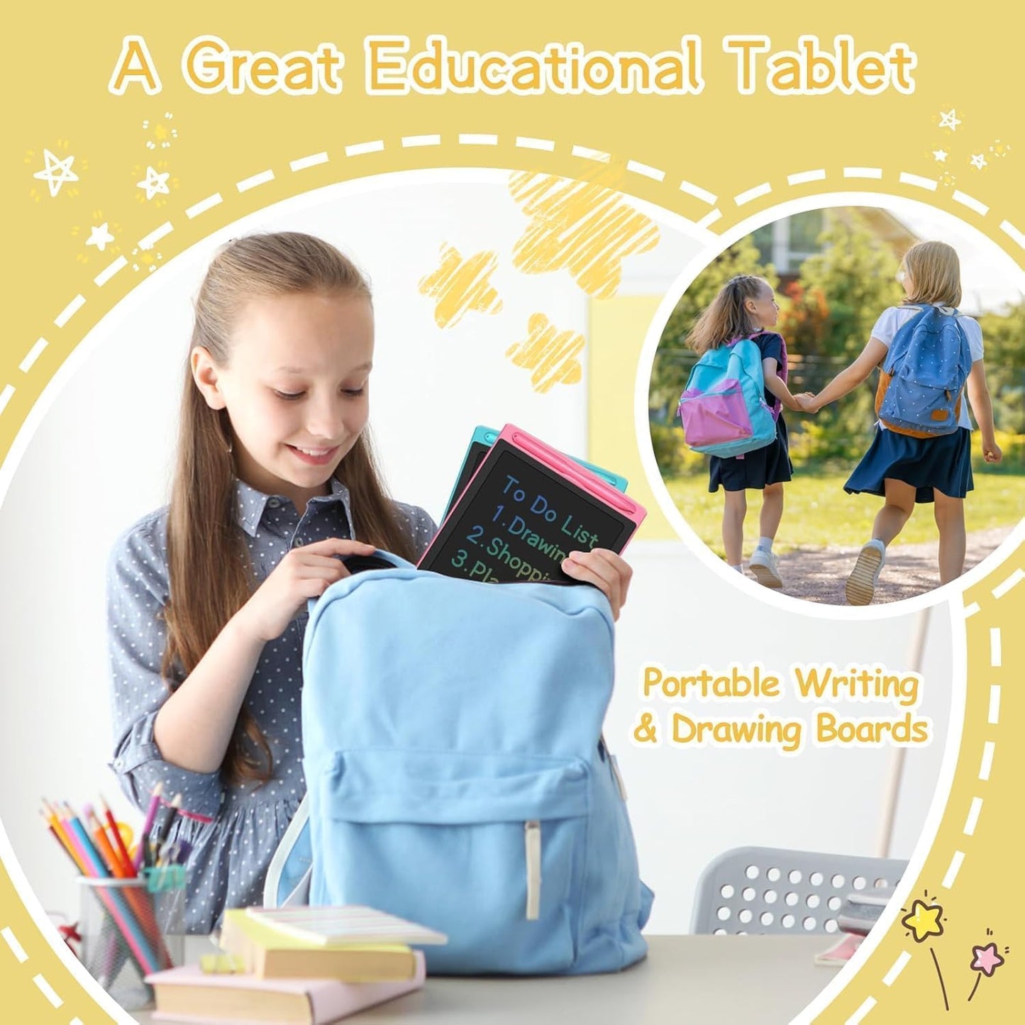 20 PCS LCD Writing Tablet for Kids Doodle Board 8.5" Colorful Screen Drawing Pads Reusable Drawing Writing Pad Learning Educational Toys for Kids Girls Boys 3-10