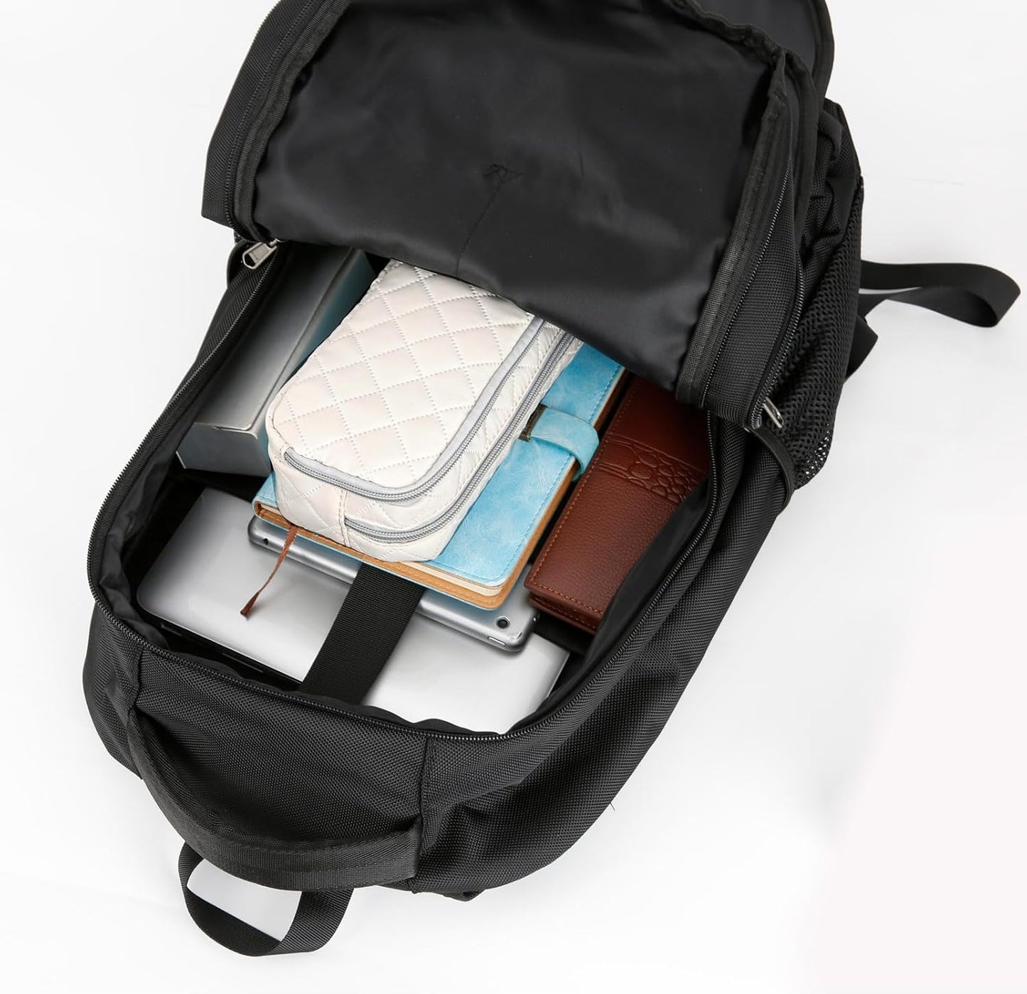 Della Gao Pencil Case Large Capacity Pencil Pouch Soft Quilted Pen Bag Office Stationery Organizer Sturdy Pencil Bag for Men Women - Beige