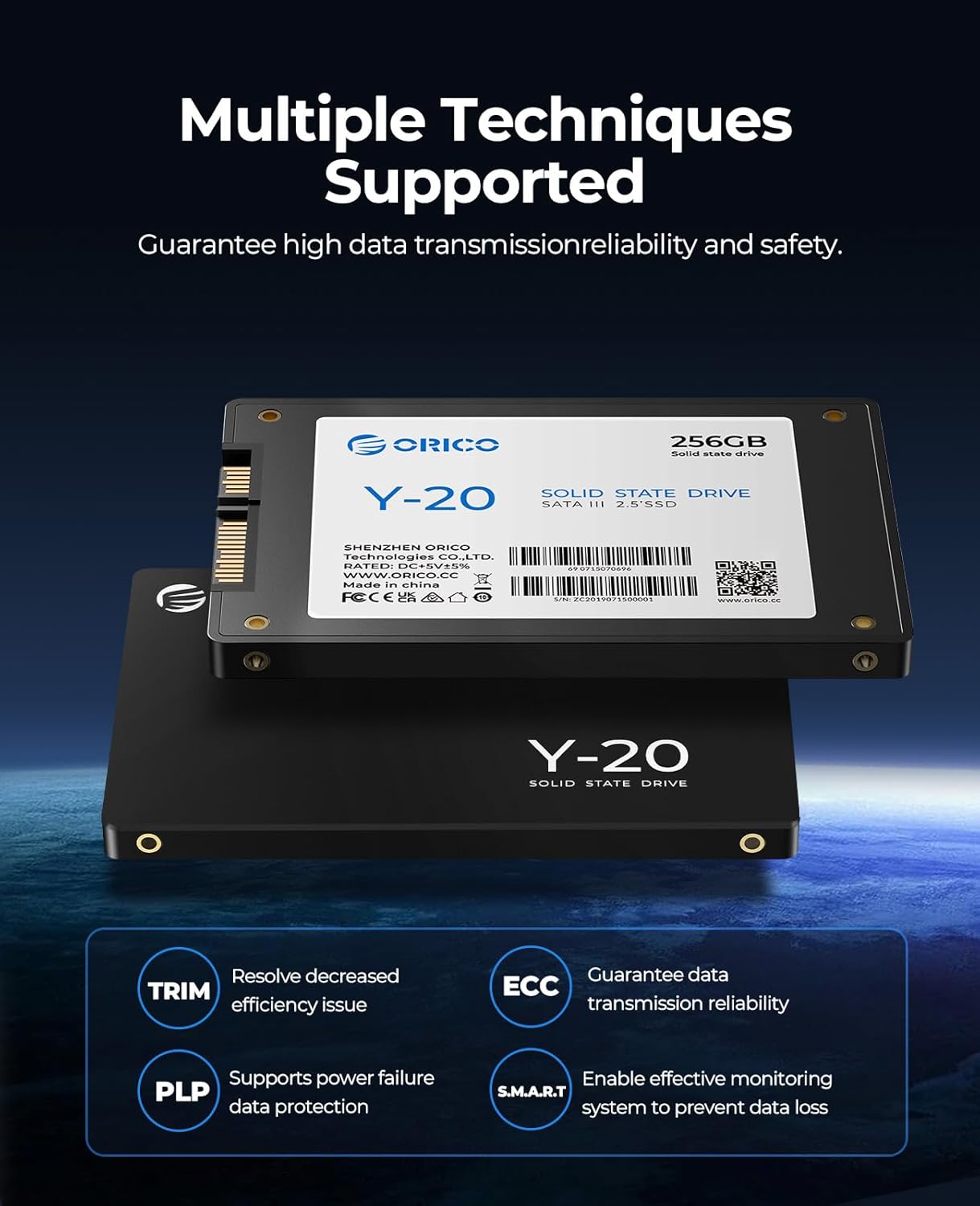ORICO 128GB SATA SSD 2.5 Inch Internal Solid State Drive, Read Speed up to 500MB/s, SATA III 6Gbps for Desktop Laptop NAS DIY External Drive - Y20
