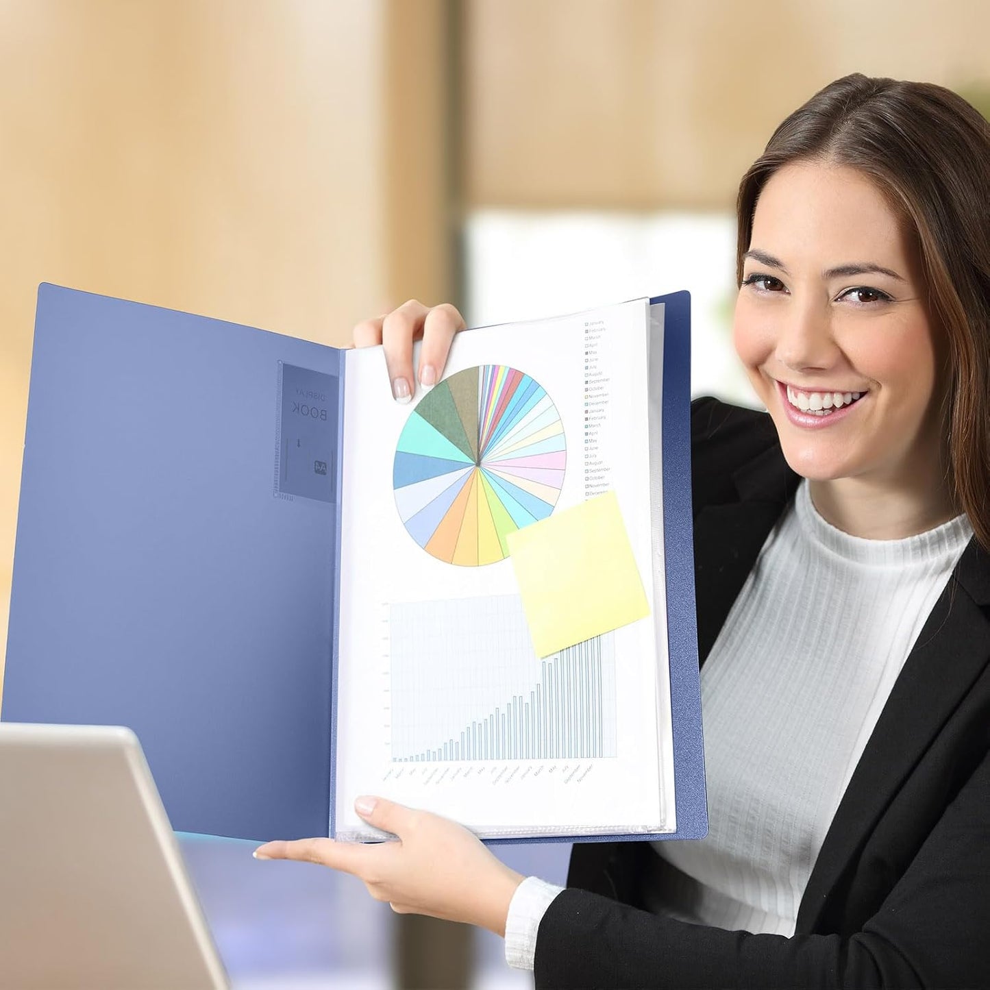 Marspark 6 Pcs Binder with Plastic Sleeves Large 8.5" x 11" Display Presentation Book 40 Pocket 80 Pages Art Portfolio Folder Clear Sheet Protector for Photo Document (Dark Blue)