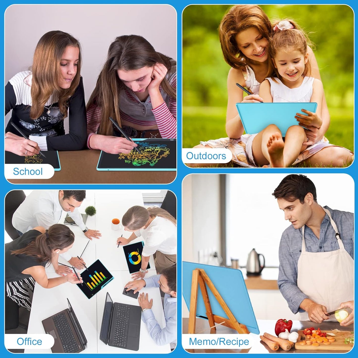 LCD Writing Tablet,16 Inch Colorful Screen Rechargeable Doodle Board Toddler Educational Toys for 3 4 5 6 Years Old Boys Girls Reusable Portable Drawing Tablet Christmas Toys Gifts for Kids (Blue)