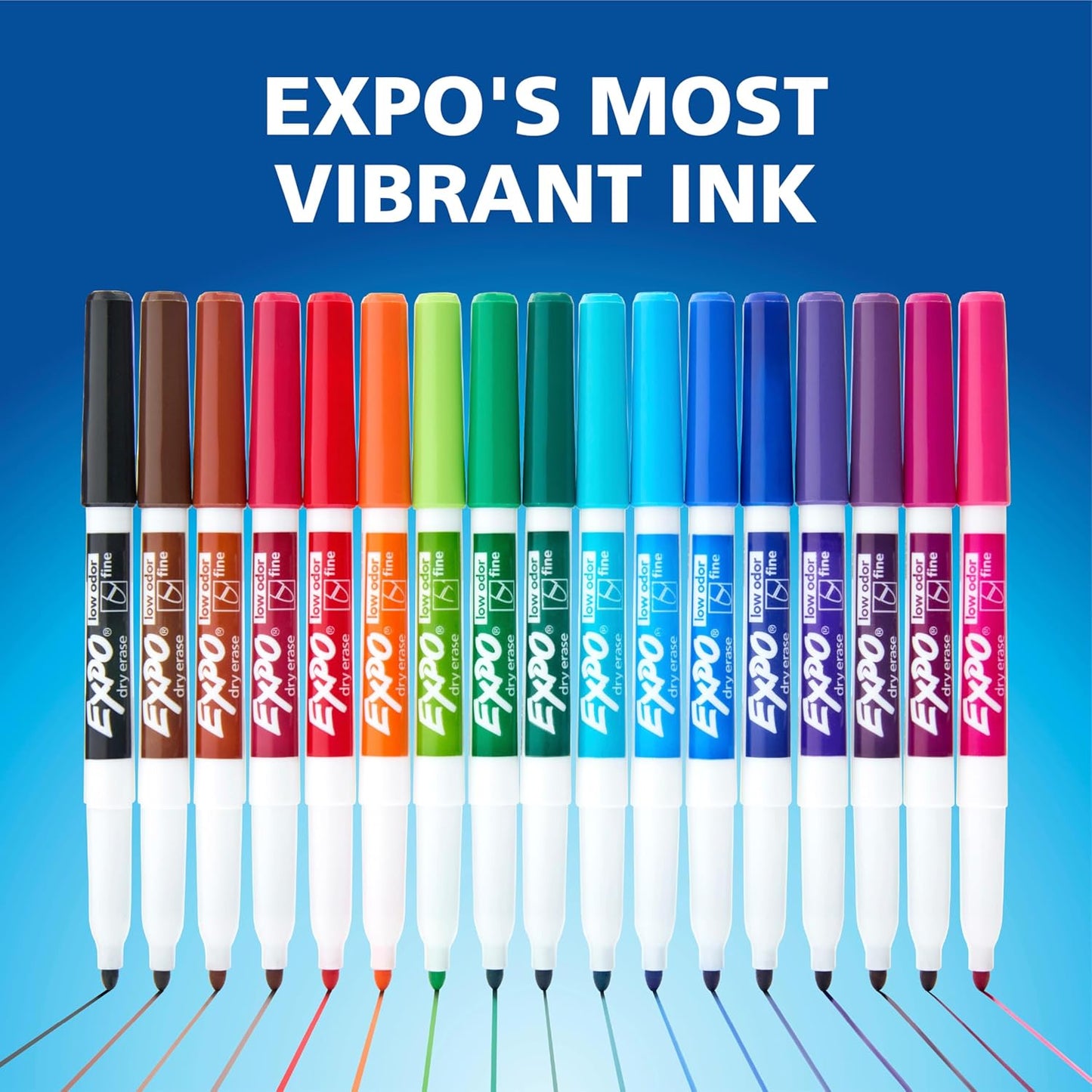 EXPO Low Odor Dry Erase Markers Fine Tip Black 4 Count