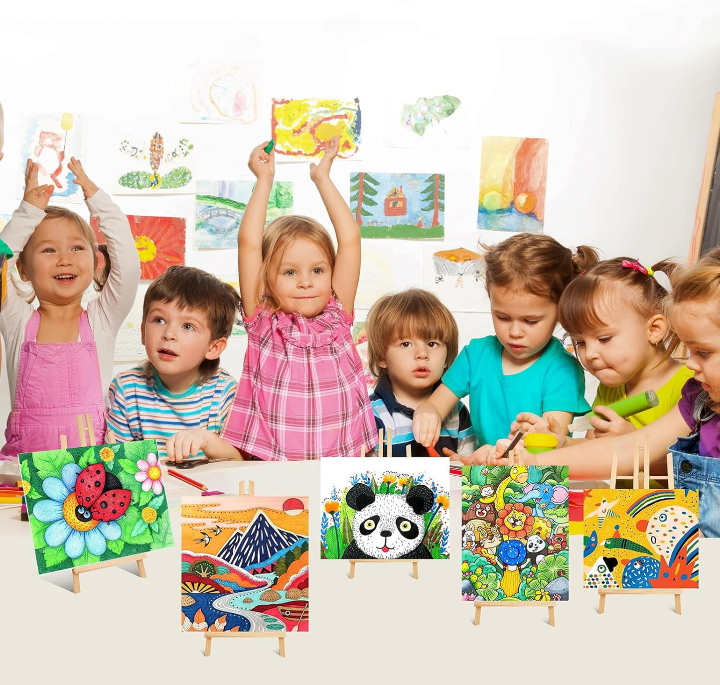 ESRICH 16Pack 11.8" Wood Easels,Tabletop Easel for Painting,Painting Party, Displaying Canvases, Kids Student Table School Desktop, Portable Canvas Photo Picture Sign Holder