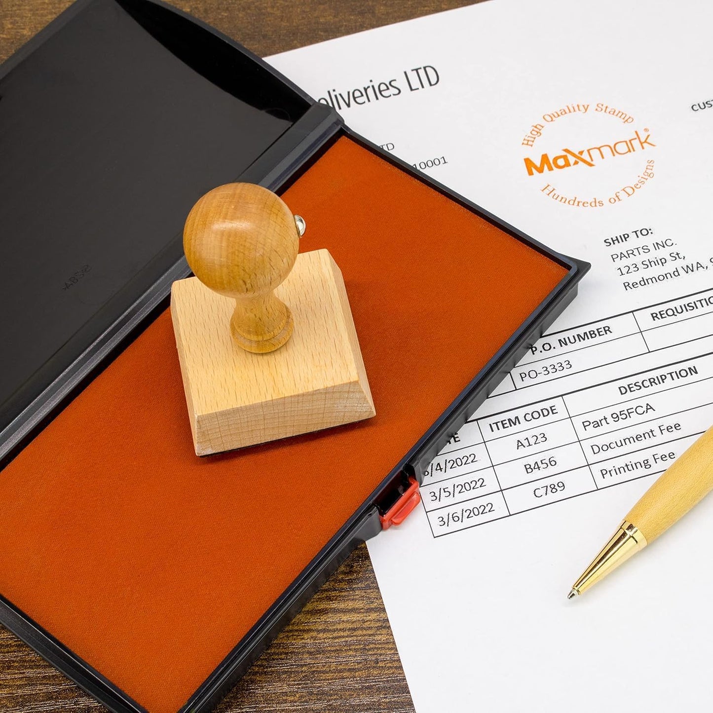 Large Premium Pink Ink Stamp Pad - 3" by 6" - Quality Felt Pad - Case with Closing snap