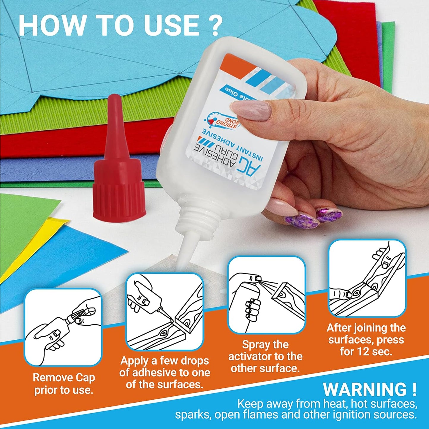 Adhesive Guru Super Glue (4x0.9 oz) for Plastic, Metal, Leather, Ceramic - Fast Adhesive for Woodworking, Hobby Models, Carpentry - 4 Pack
