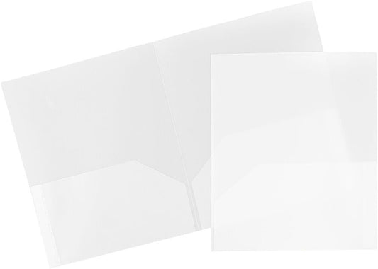 JAM PAPER Plastic 2 Pocket POP Folders - Durable School Folders - Clear - 3/Pack