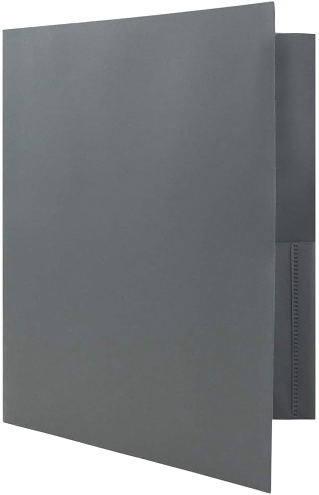 JAM PAPER Plastic 2 Pocket POP Folders - Durable School Folders - Grey - 6/Pack