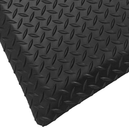 Rhino Mats, American Classic Diamond Anti-Fatigue Mats, Industrial Ergonomic Comfort Standing Mat for Work, Home, Garage, Office, Kitchen or Anywhere (Black 9/16" Thick, 2 FT. x 21 FT.)