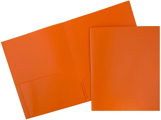JAM PAPER Plastic 2 Pocket POP Folders - Durable School Folders - Orange - 3/Pack