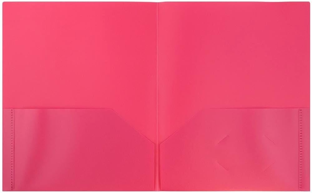 JAM PAPER Plastic 2 Pocket POP Folders - Durable School Folders - Fuchsia Hot Pink - Bulk 144/Box