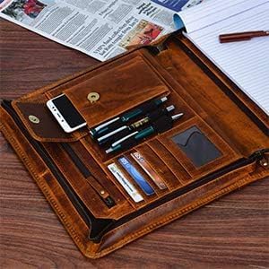 Jajmo Legacy Top Grain Leather Portfolio - Professional Business Padfolio & Document Organizer with Writing Pad for Men & Women