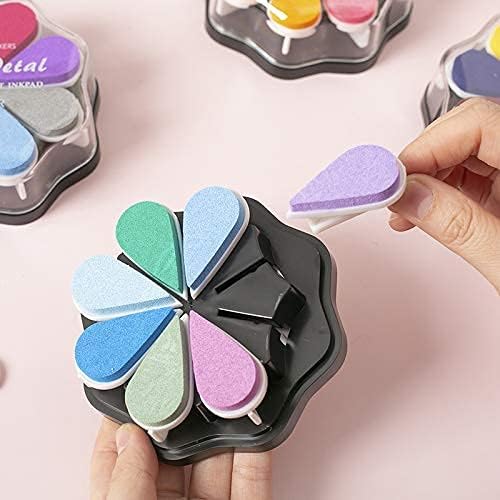 Petal Ink Pads for Rubber Stamps Waterdrop Shaped Stamp Pads with 8 Assorted Colors (Set 1004)