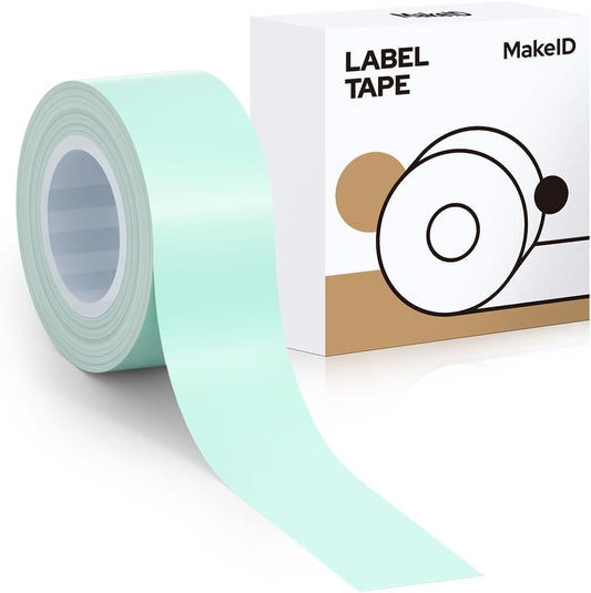 MakeID E1 Q1 Label Maker Tape Refills, 16mm x 4m (0.63" x 13') Continuous Sticker Thermal Laminated Waterproof Self-Adhesive Multipurpose Labeling Tape Replacement