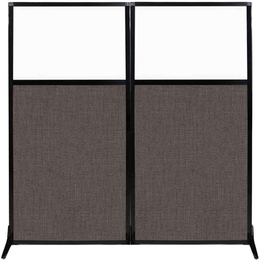 Versare Workstation Partition | Portable Wall Divider | Modern Office Cubicle | Free Standing Privacy Screen | Flexible Work Space | 66" x 70" W/Window, Mocha Fabric Panels