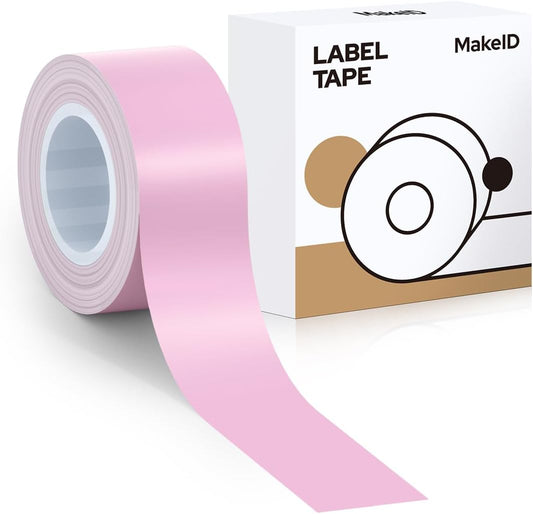 MakeID E1 Q1 Label Maker Tape Refills, 16mm x 4m (0.63" x 13') Continuous Sticker Thermal Laminated Waterproof Self-Adhesive Multipurpose Labeling Tape Replacement