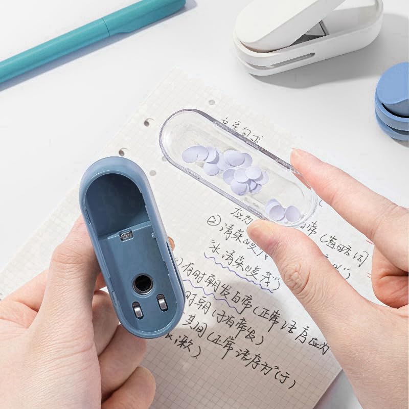 Magnoloran 2 Pack Single Hole Punch, 1/4 inch Mini Small Hole Puncher Heavy Duty Paper Hole Puncher Small Hole Punch One Hole Puncher for Crafts Paper Cards Tags Scrapbook-Blue&White