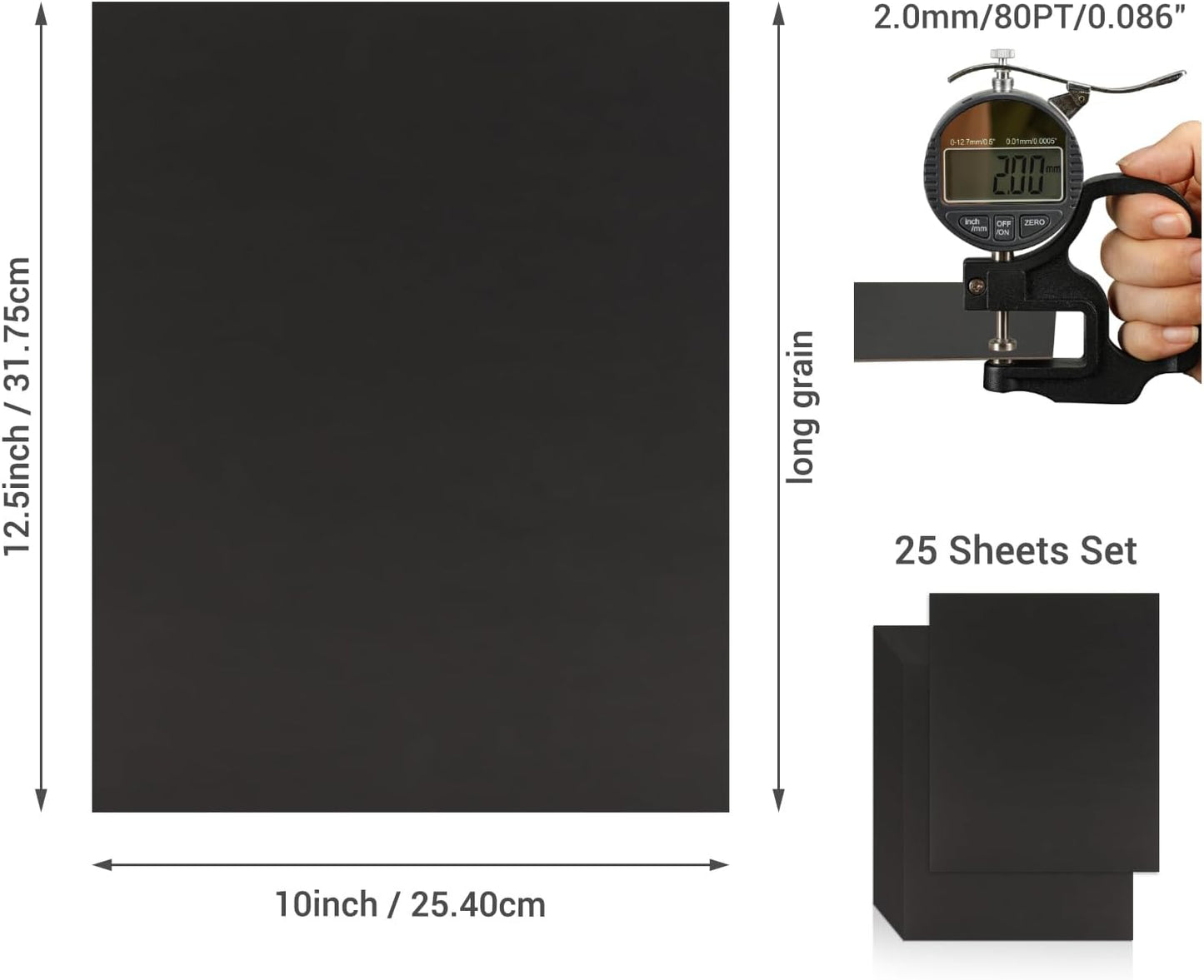 25 Pcs Book Board, Binder Board, Cover Board, Heavy Duty Chipboard for Book Binding, DIY Cardboard (Black, 10 x 12.5 Inch 80PT)