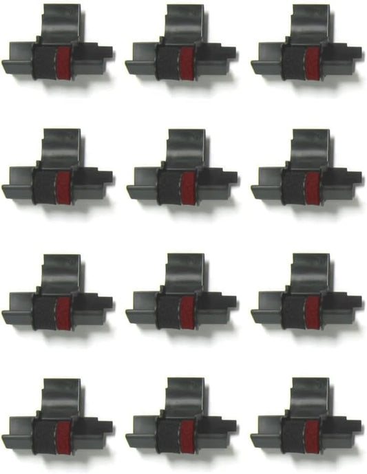 (12 Pack) COMPUMATIC Compatible/Replacement Calculator Ink Roller, Black/Red IR-40T, for Casio HR-300RC HR-200RC HR-170RC HR-150RC HR-100RC HR-100TM HR-150TM and More