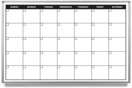 Month Calendar Dry-Erase Scheduling Whiteboard 36" x 24"
