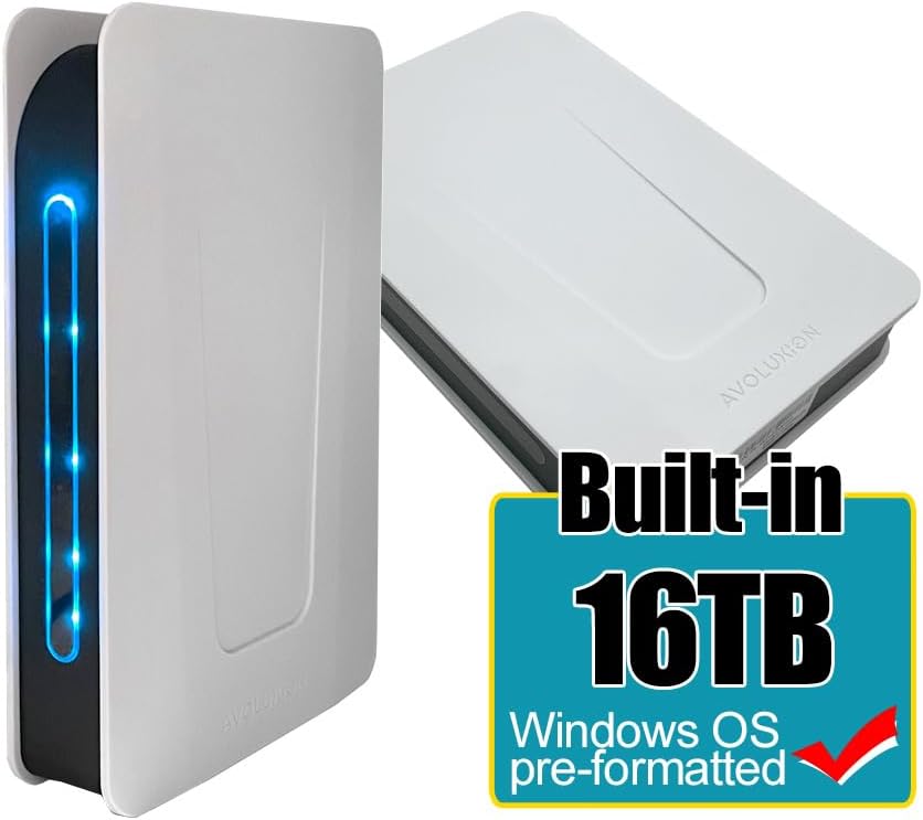 Avolusion PRO-T5 Series USB 3.0 External Hard Drive for WindowsOS Desktop PC/Laptop - 2 Year Warranty (16TB White) (Renewed)