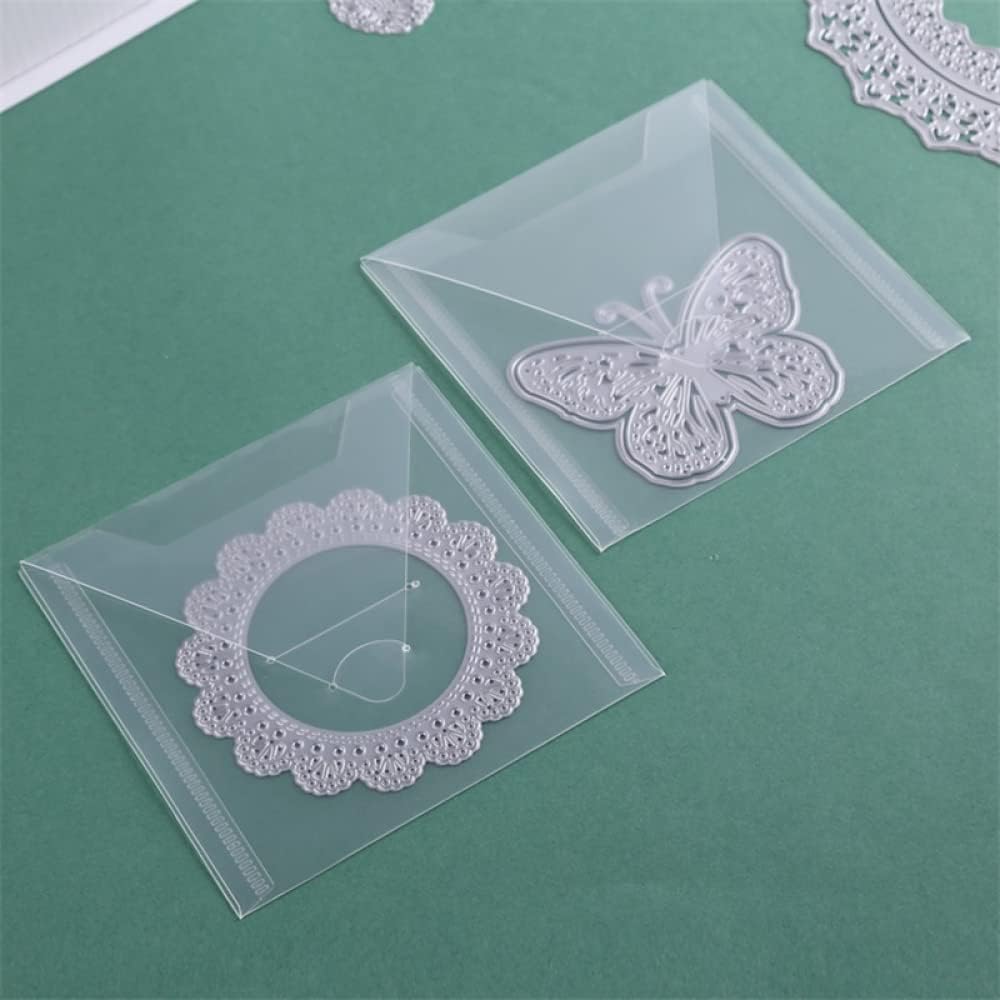 10 Pack Large Stamp & Die Storage Pockets Reusable Clear Plastic Seal Bags Storage Case for Cutting Dies Stencil Album Stamp Crafts Paper Card Craft Stamping Die Cuts Organizer Holder 4.75X4.75inch