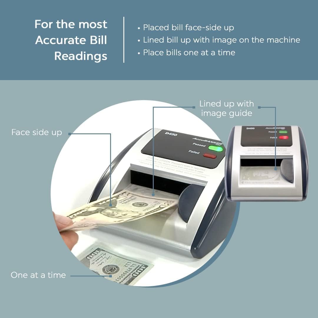 AccuBANKER D450 Counterfeit Money Checker Machine with Magnetic, Infrared, Watermark and Micro-Printing Detection & 5-Pack Counterfeit Bill Detector Pens Bundle