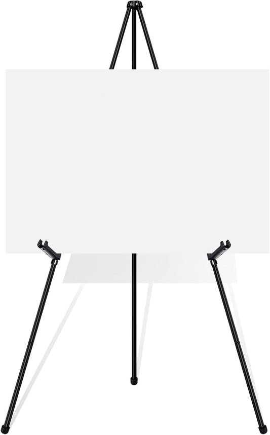 Black Easel Stand for Wedding Signs, Posters & Paintings - 63" Adjustable Portable Display Easel for Welcome Signs, Art Canvas, Pictures - Folding Tripod Stand with Carry Bag (1 Pack)