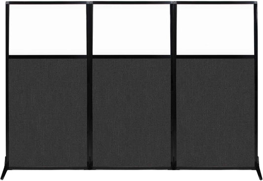 Versare Workstation Partition | Portable Wall Divider | Modern Office Cubicle | Free Standing Privacy Screen | Flexible Work Space | 99" x 70" W/Window, Black Fabric Panels