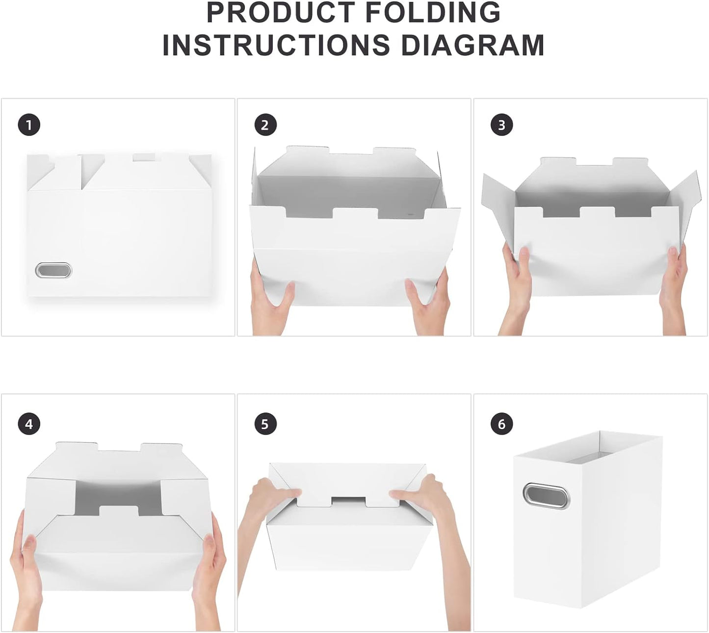 Oterri File Organizer, 2 Packs Small Storage Box, Cardboard File Folder Organizer, Collapsible File Box for Hanging File Folders Letter Size, Portable Filing Organizer with Handle（White）