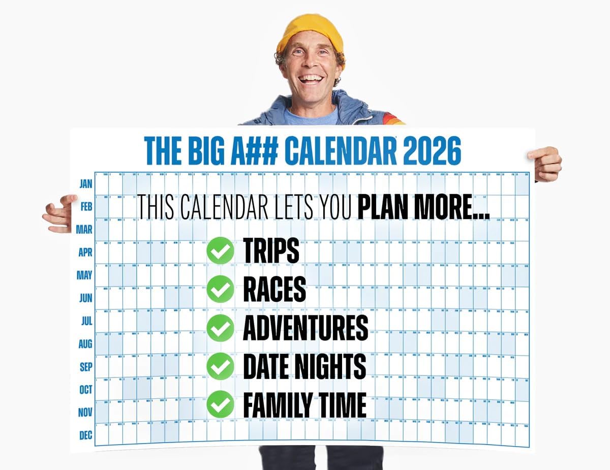 The Big A Calendar Yearly Wall Planner – January to December Dry-Erase Board – Includes 1 Marker & 100 Labels – Lightweight, Easy to Hang Yearly Planner – Plan Goals & Adventures – Gray, 4’x3’