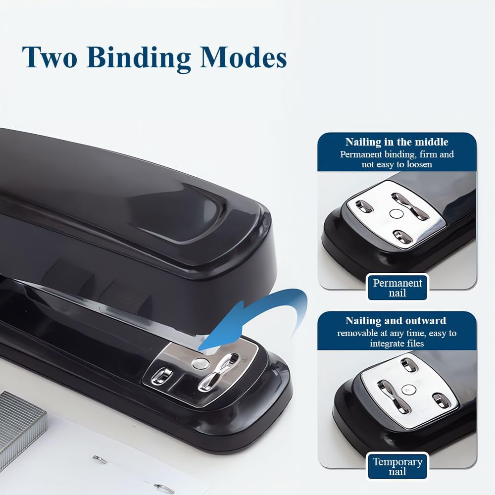 M&G Desktop Stapler with 25 Sheet Capacity, Two Binding Modes, Basic Stapler Set with 1000 Staples and Remover, Durable Staplers for Office School Home (Black)
