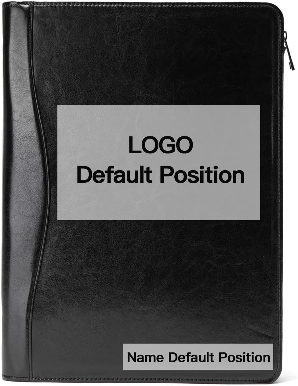 Personalized Vegan Leather Portfolio, Legal Size 8.5 x 14 Pad Holder, Custom Business Padfolio for Men Women, Zippered Laptop Organizer, Professional Notepad Folio, Black