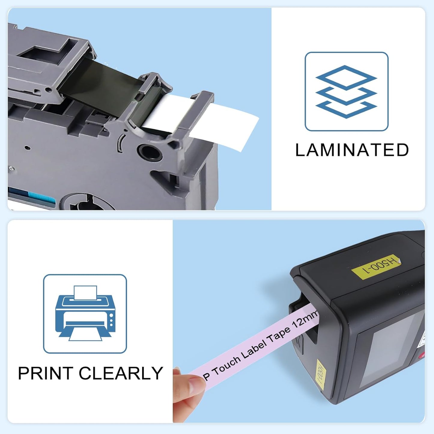 Compatible with Brother P Touch Colored Label Tape TZe 131 231 MQ531 MQP35 MQE35 Pastel Label Maker Tape Made for Brother P-Touch PT-D210 PT-D220 Label Maker, Clear/White/Purple/Pink/Blue