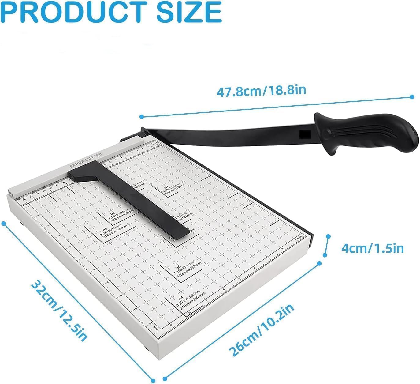 Paper Cutter for Cardstock Heavy Duty 12 inch, 12" Cut Length Guillotine Paper Trimmer for Cardstock Metal Base, 12 Sheets Capacity, for Home Office Classroom School