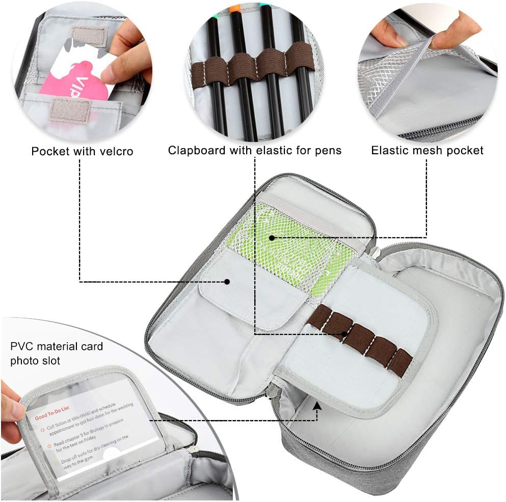 Homecube Pencil Case Large Capacity Pen Marker Holder Pouch Box Makeup Bag Oxford Cloth Big Storage Stationery Organizer with Zipper for School Office - Dark Gray