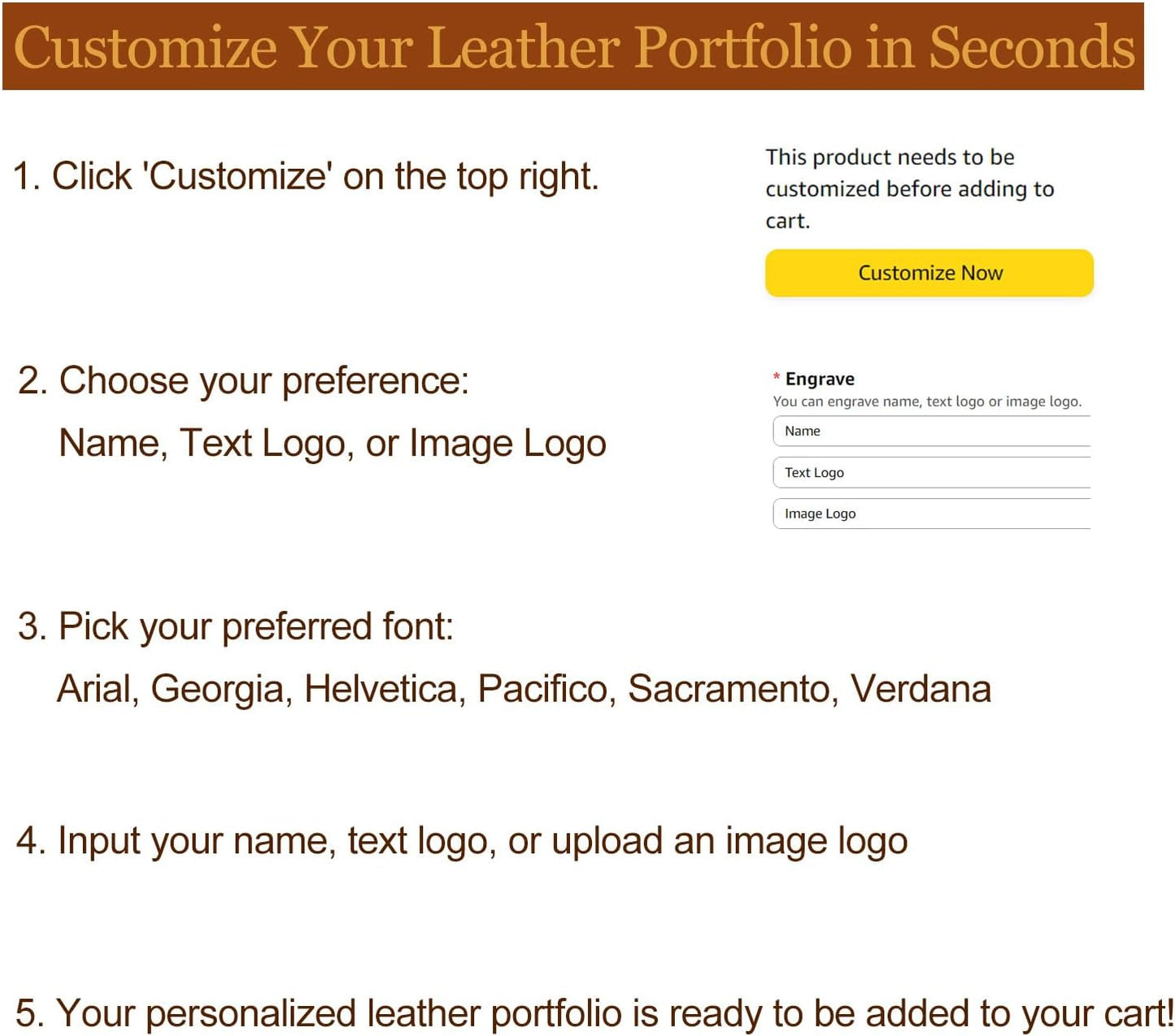 Personalized Leather Portfolio with 3 Ring Binder, Vegan Leather Padfolio Zippered, A4 Notebook Holder Customized Business Folder Organizer Gift for Men and Women, Brown