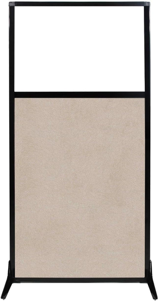 Versare Office Workstation Screen | Portable Wall Divider | Modern Cubicle | Freestanding Privacy Screen | Flexible Work Space | 1 Panel | 33" Wide x 70" Tall Beige SoundSorb Panels with Window