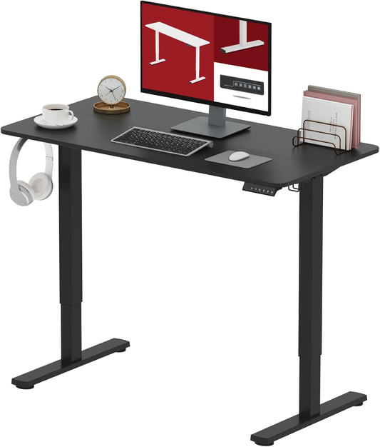 SANODESK Electric Standing Desk 40x24 Inch Height Adjustable Stand Up Desk Home Office Computer Workstation Sit Stand Home Office Desk with Splice Board (Black Frame + Black Top)