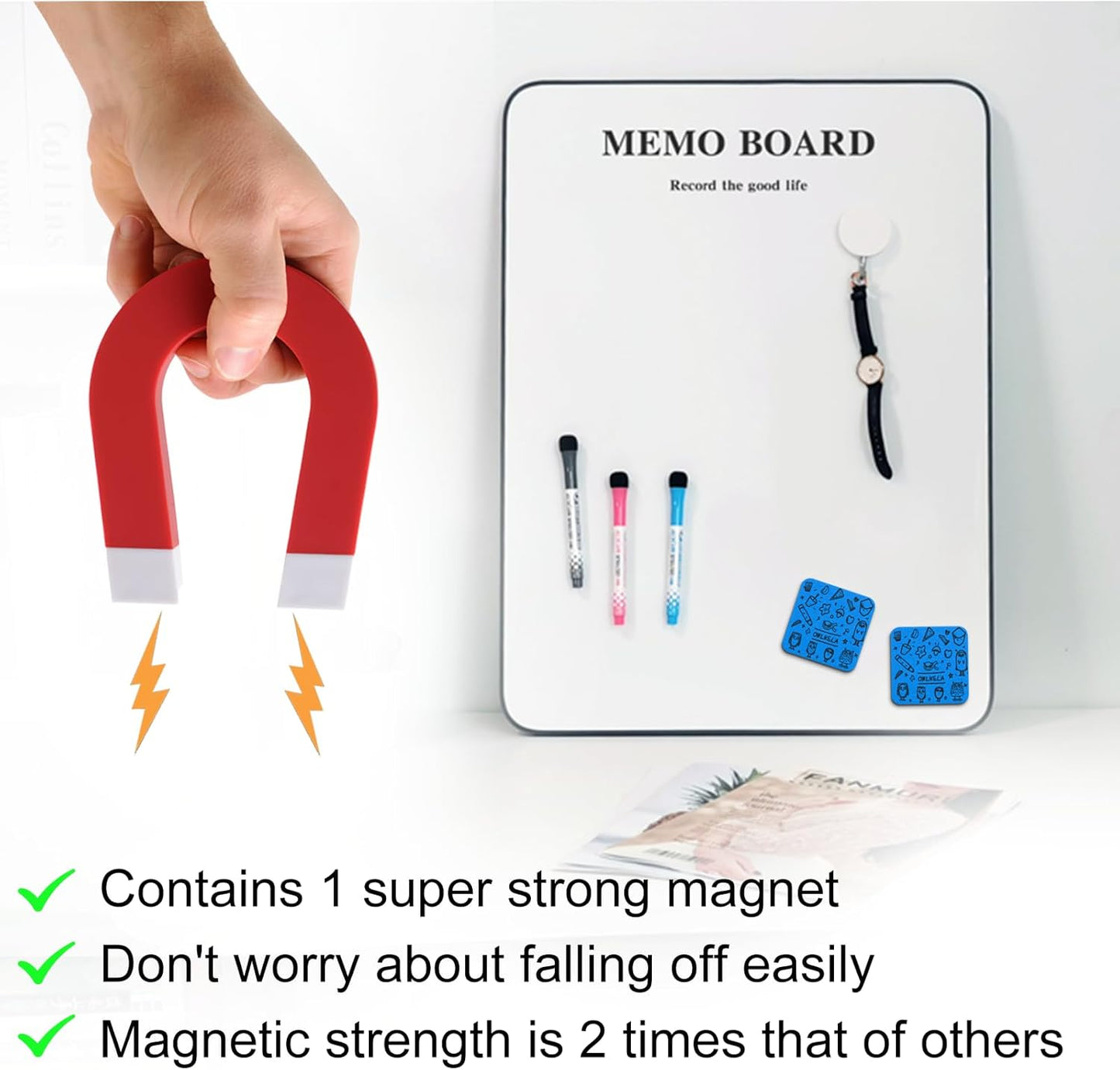 OWLKELA 30 Pack Whiteboard Eraser, Magnetic Blue Whiteboard Eraser for Cleaning Dry Erase Markers on Magnetic Soft Whiteboard, Glass Whiteboard and Dry Erase Board