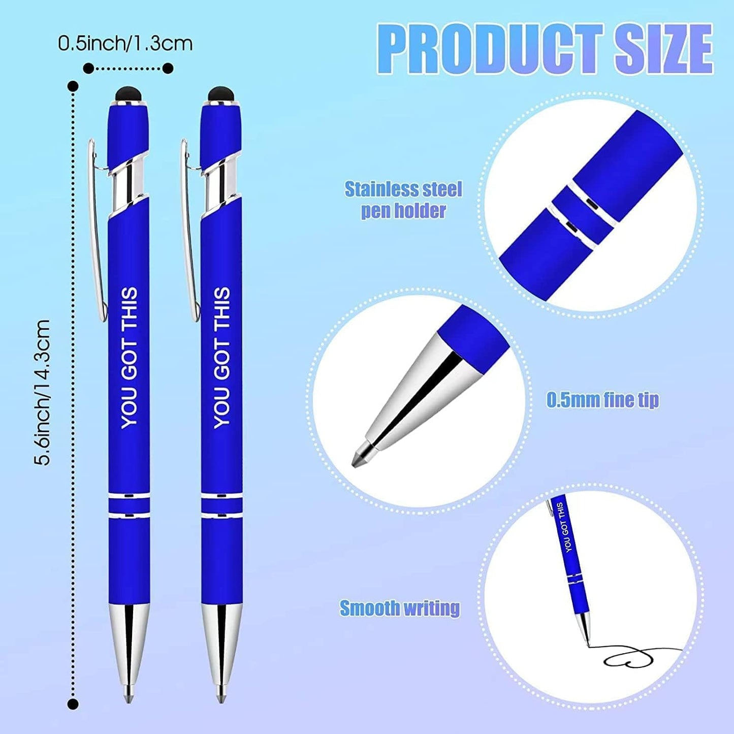 50 Pcs Inspirational Pens - Motivational Ballpoint Pens Bulk with quotes Stylus Tip Gifts for School Coworkers Office Supplies Black Ink