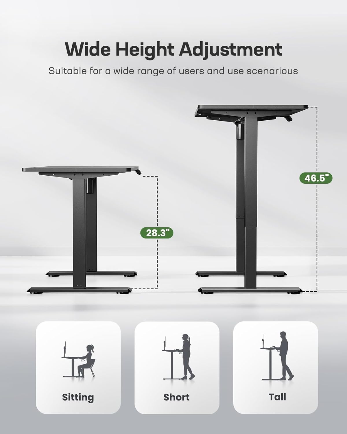 Marsail Electric Standing Desk, Adjustable Height Stand up Home Office Desk Large 55x24 Inch Sit Stand Computer Desk, with 4 Memory Presets, Headphone Hook,Cable Organizer, Black