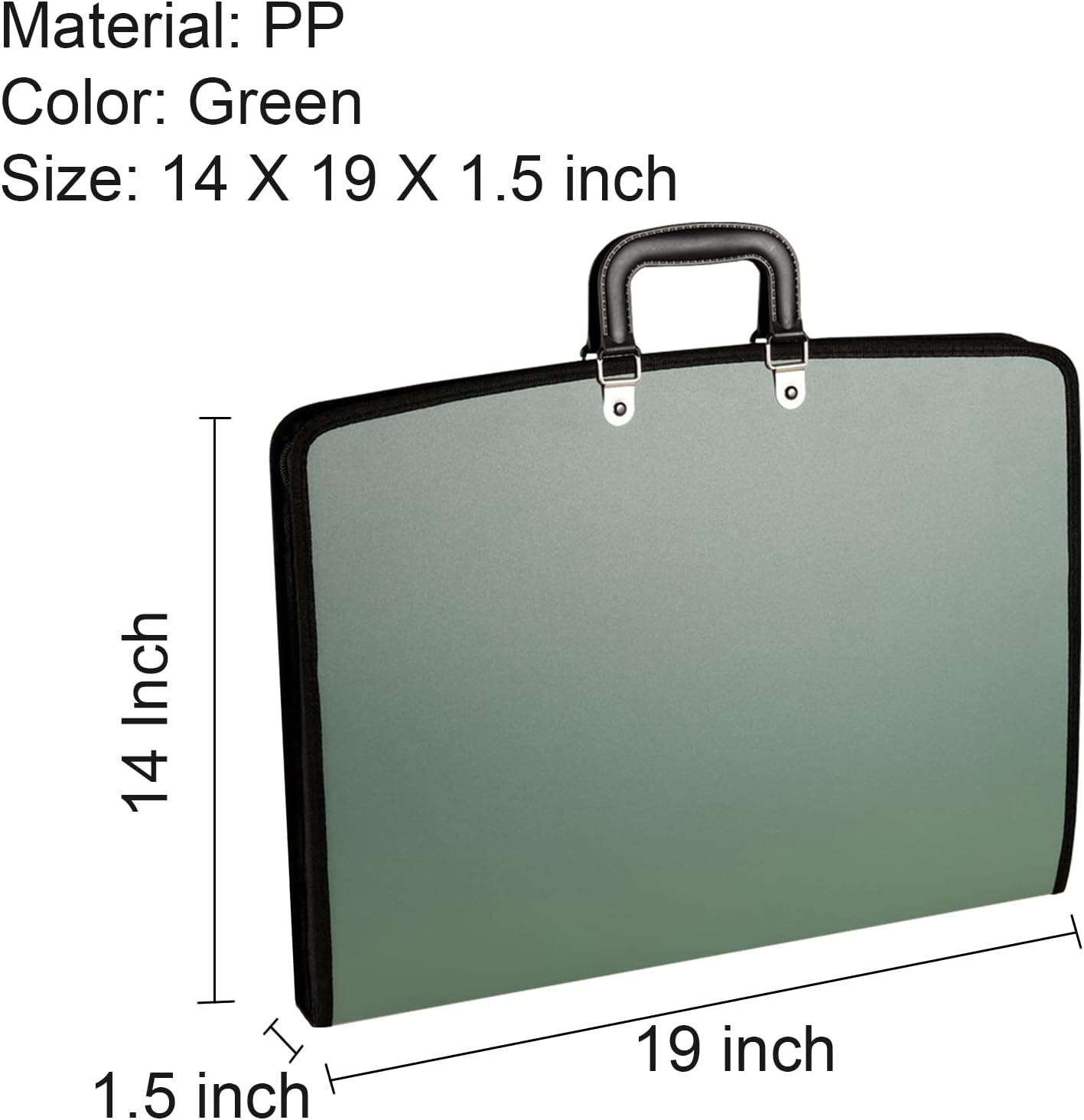 Acocony 11x17 Portfolio with Zipper Closure PP Material Oxford Cloth Edge Waterproof Green 1 Pack