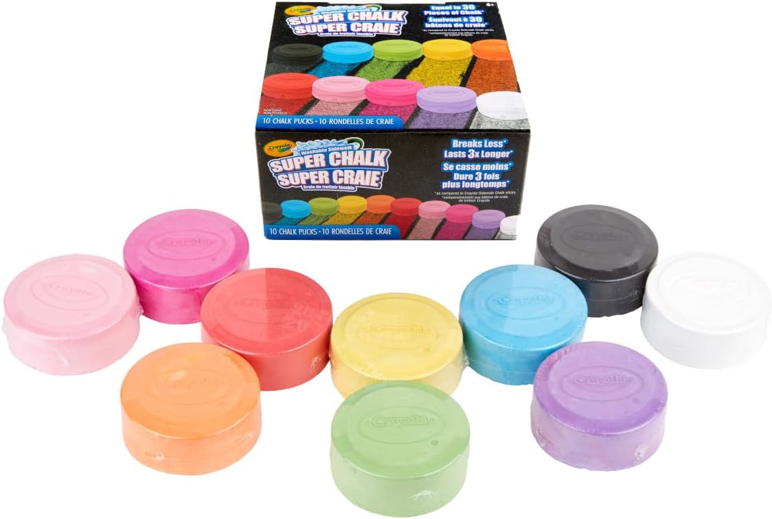 Crayola Washable Sidewalk Chalk for Kids, Long Lasting Super Chalk Set, Outdoor Chalk, 10 Assorted Colors
