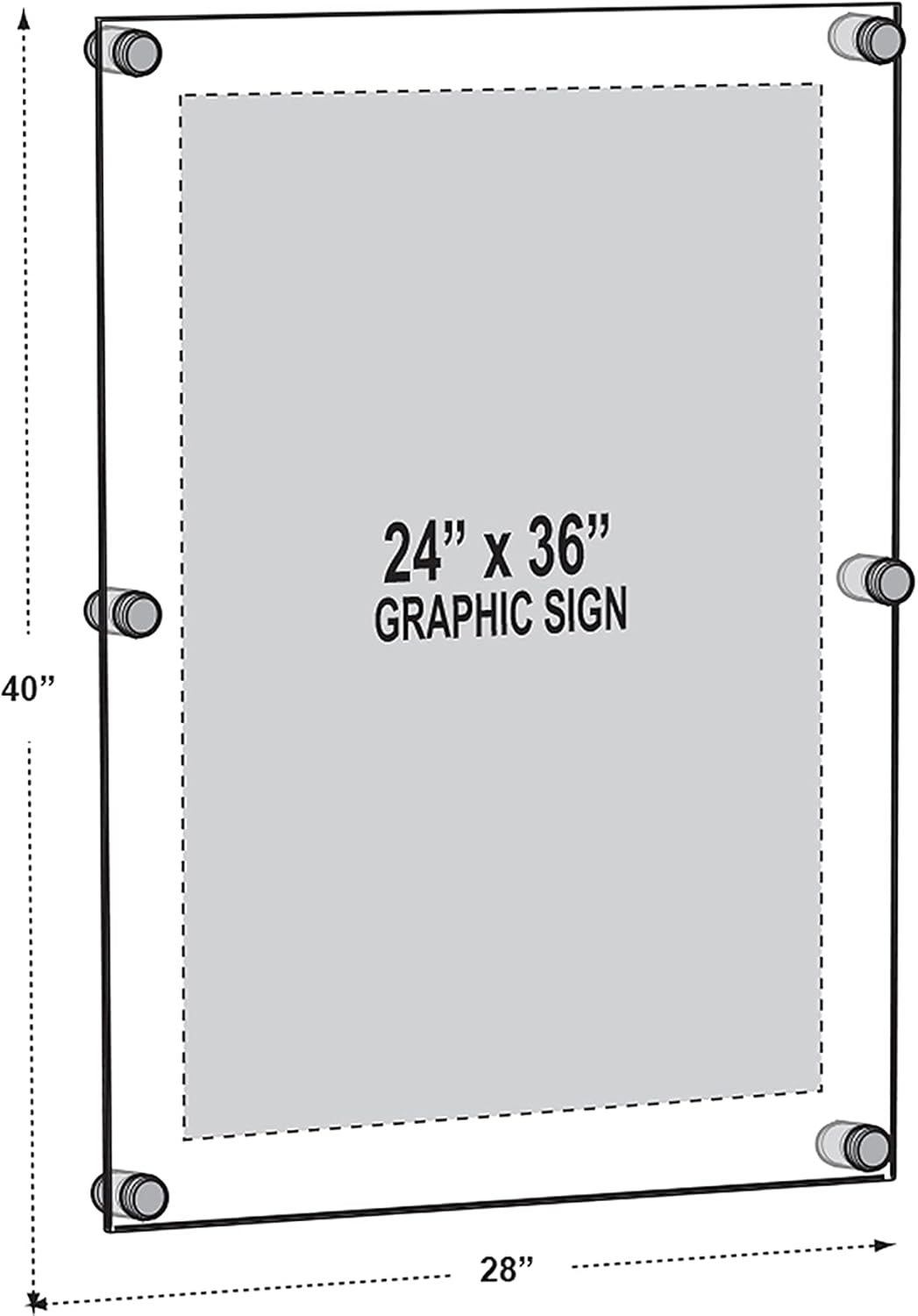 Azar Displays 105536-GLD Acrylic Floating Double Panel Wall Frame,24" x 36" Graphic Size, Overall Frame Size: 28" x 40", Gold